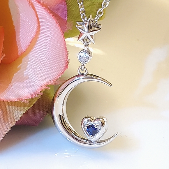 Jewelry - D21 NEW S925 Crescent Moon Heart Necklace